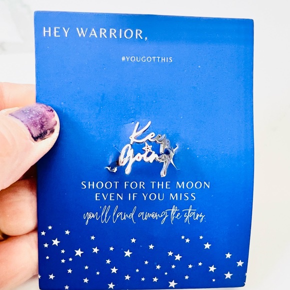 Silver “Keep Going” Inspiring Message Ring Size 8 - Picture 8 of 8